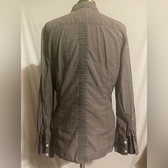 Esprit Women’s Gray Button Down Long Sleeve Shirt - Unique Stitching | Size 12 - Picture 6 of 9